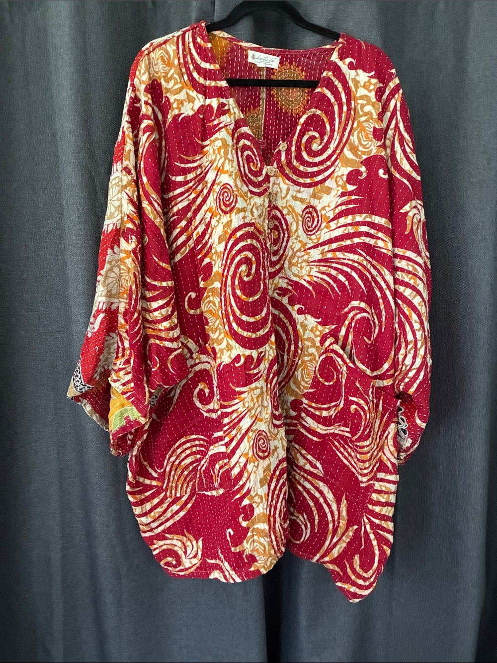 Kantha Bae Gaia tunic Red Swirls